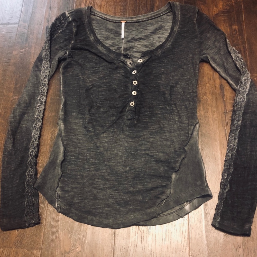 Free People Long-Sleeve w/ Lace Arm Details